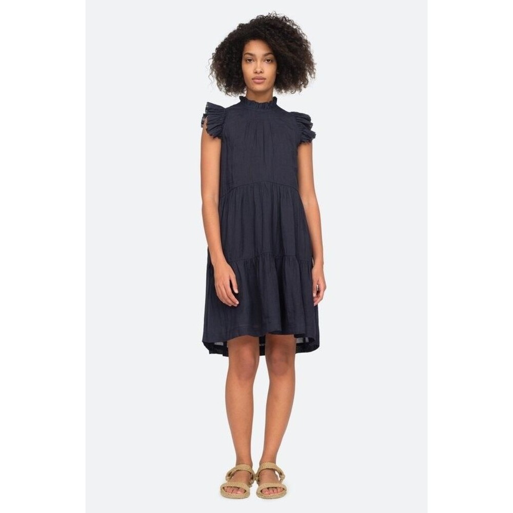 SEA New York Lucy Tiered Tunic Dress Women's Size 2 Navy Blue Knee Length Dress